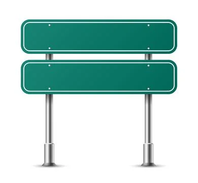 Realistic green rectangular traffic sign on metal steel pole isolated. Green イラスト素材