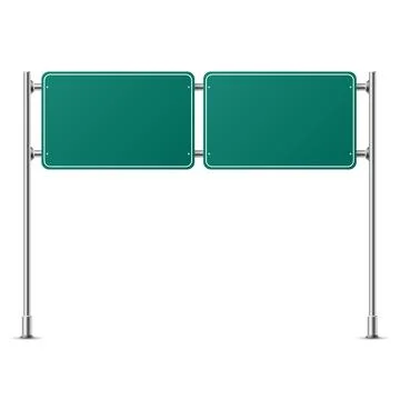 Realistic green rectangular traffic sign on metal steel pole isolated. Green Stock Illustration