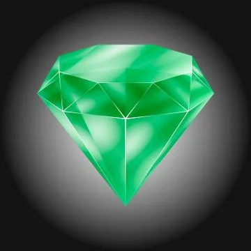 Realistic green round gem - emerald Stock Illustration