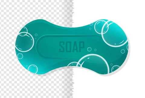 Realistic green soap with bubbles 스톡 일러스트