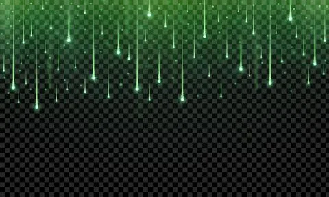 Realistic green starfall isolated on transparent background. Stars, glitter, Stock Illustration