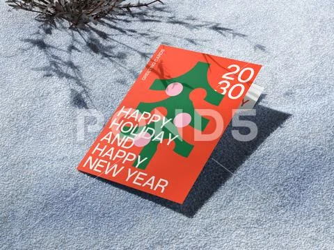 Realistic Greeting Paper Card Mockup PSD Template