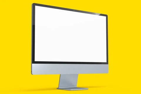 Realistic grey computer screen display isolated on yellow background. Stockillustratie