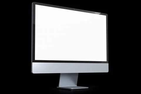 Realistic grey computer screen display isolated on black background. 스톡 일러스트