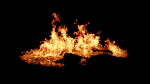 Realistic Ground Fire Flames Animation Alpha Layer included: High-Quality Visual Stock-Footage 280418744