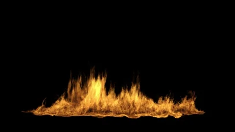 Realistic Ground Fire Glow Line Compositing Element on black background Stock Footage 325500841