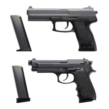 Realistic guns set Stock Illustration