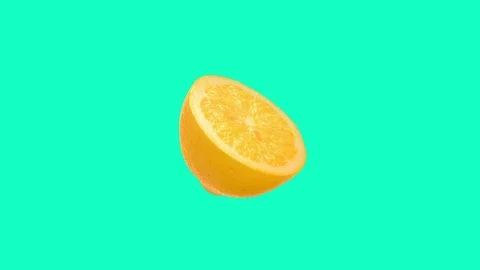 Realistic Half Lemon slow motion on screen. 3D animation with matte. Vídeo Stock 108049163