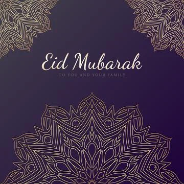Realistic hand drawn eid mubarak celebratory illustrated with mandala vector Illustrazione stock