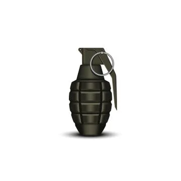 Realistic hand grenade 3d vector military isolated object on the white, offen Stock Illustration