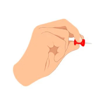 	Realistic hand with red push-pin. Stock Illustration
