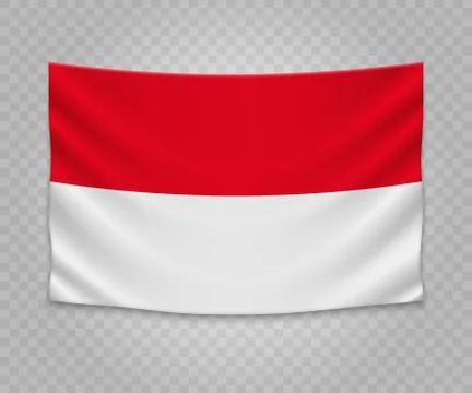Realistic hanging flag of Monaco. Empty  fabric banner illustration design. Stock Illustration