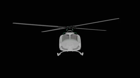 Realistic helicopter flying animation. Front view. Alpha Channel Stock Footage 158254463