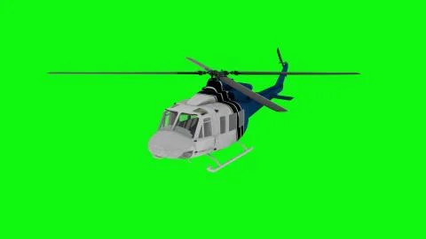 Realistic helicopter flying. Green screen. 3d rendering Stock Photos