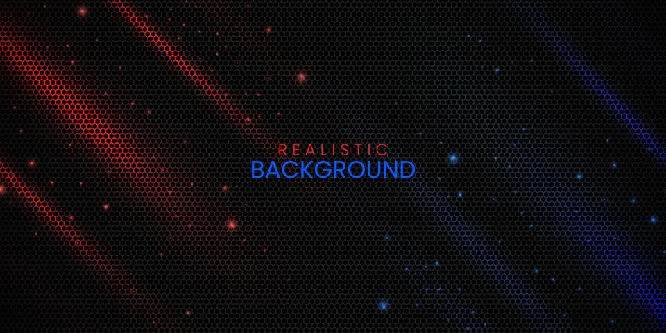 Realistic hexagonal pattern in dark background with red and blue light effect イラスト素材