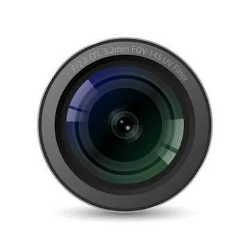 Realistic High Quality camera lens with white background,  Illustration. Stock Illustration