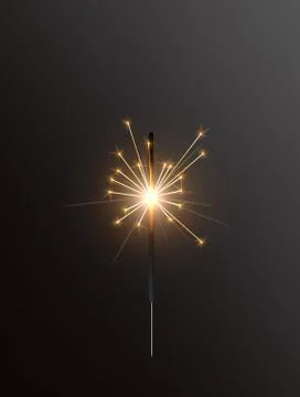 Realistic Holiday Bengal Light, with bright sparkle burning. Vector christmas Stock Illustration