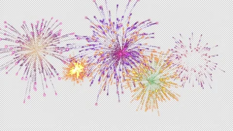 Realistic holiday fireworks animation alpha channel. Stock Footage