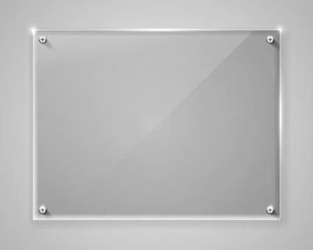 Realistic horizontal transparent glass frame with shadow. Modern background. Stock Illustration