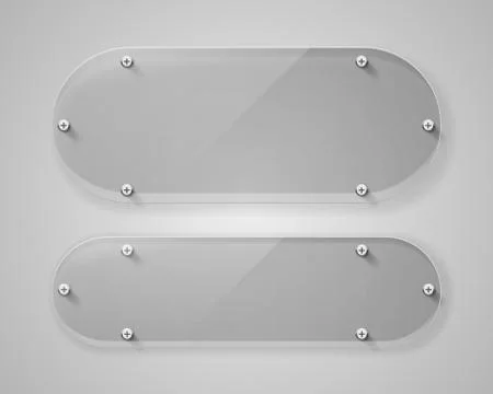 Realistic horizontal transparent glass frame with shadow. Modern background Stock Illustration