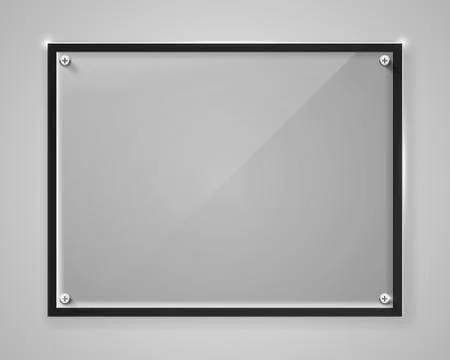 Realistic horizontal transparent glass frame with shadow. Modern background. Stock Illustration