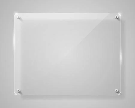 Realistic horizontal transparent glass frame with shadow. Modern background. Stock Illustration