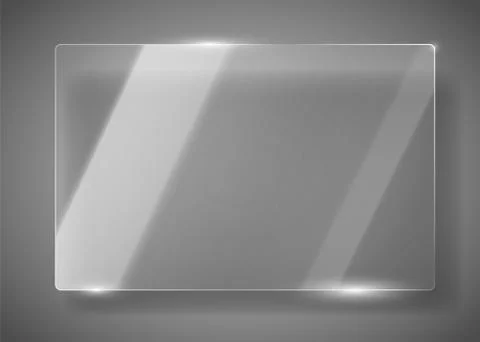 Realistic horizontal transparent glass frame with shadow. Modern background. Stock Illustration