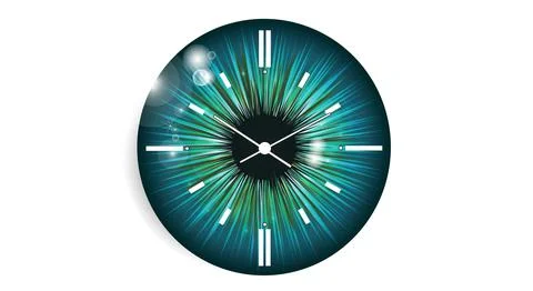 Realistic human eye with multicolored cornea in the form of a round clock ico Stock Illustration