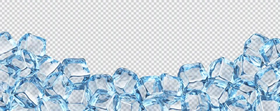 Realistic ice cubes background, crystal ice frame Stock Illustration