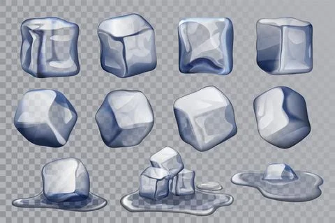 Realistic Ice Cubes Set Transparent Background イラスト素材