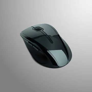 Realistic illustration of a black computer mouse Stock Illustration