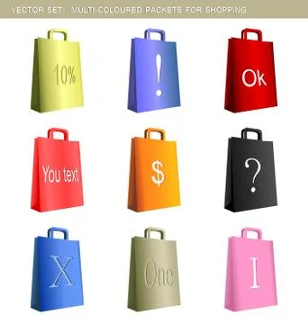 Realistic illustration collection of multi-coloured packets Stock Illustration