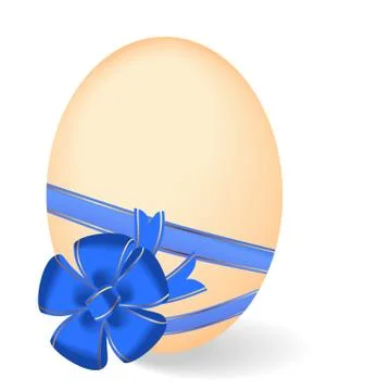 Realistic illustration by easter egg with blue bow Stock Illustration