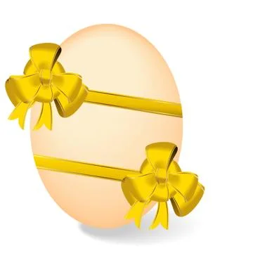 Realistic illustration by easter egg with green bow - vector Stock Illustration