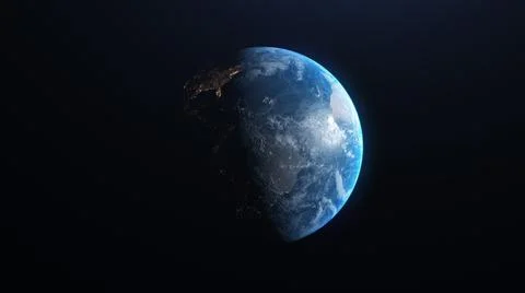 Realistic image of the earth rotating in space. dark background. Stock Photos