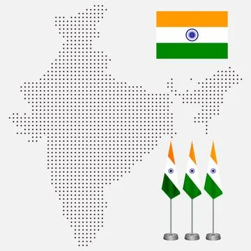 Realistic India dotted map design. Vector India dotted map silhouette. Stock Illustration