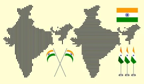 Realistic India line map design. Vector India dotted line map silhouette. Stock Illustration