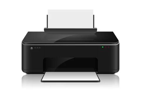 Realistic inkjet printer vector design illustration isoalted on white background Illustrazione stock