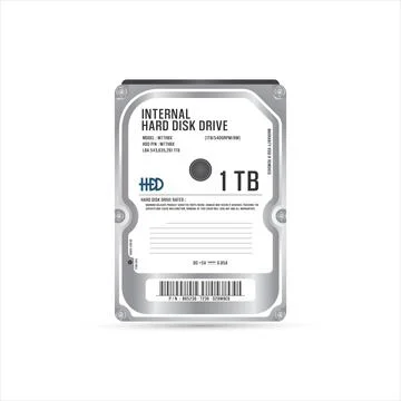 Realistic internal harddisk storage vector on a white background Stock Illustration