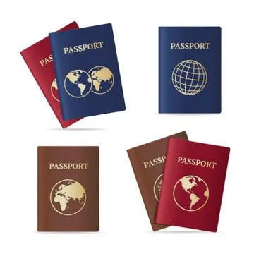 Realistic International Passport Set. Vector Stock Illustration
