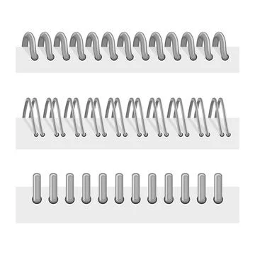 Realistic Iron Spiral Ring Binders Set. Vector イラスト素材