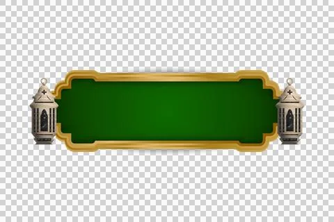Realistic islamic lantern with border and frame ornament vector 스톡 일러스트