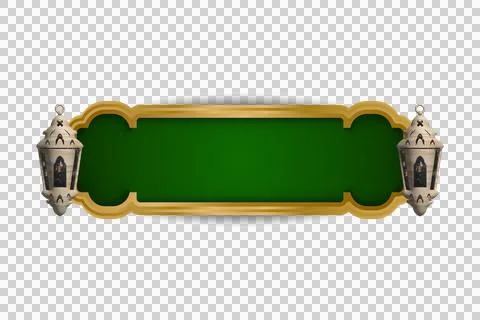 Realistic islamic lantern with border and frame ornament isolated Stock Illustration
