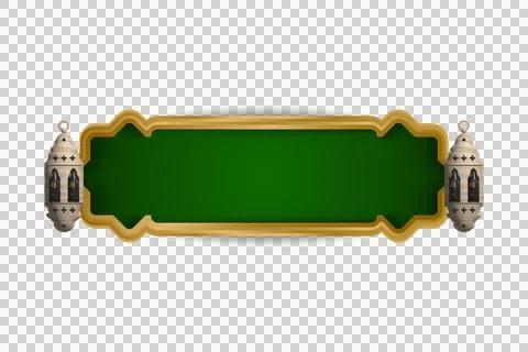 Realistic islamic lantern with border and frame ornament element Stock Illustration