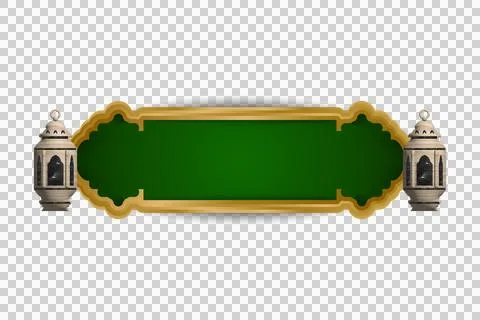 Realistic islamic lantern with border and frame ornament graphic Illustrazione stock