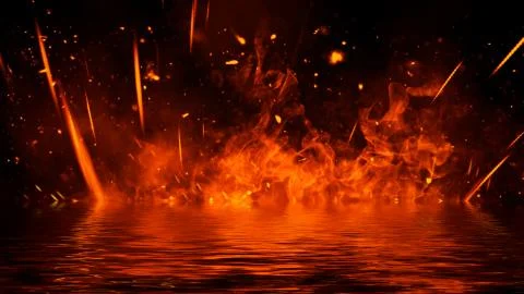 Realistic isolated fire effect for decoration and covering on black backgroun Stock Illustration