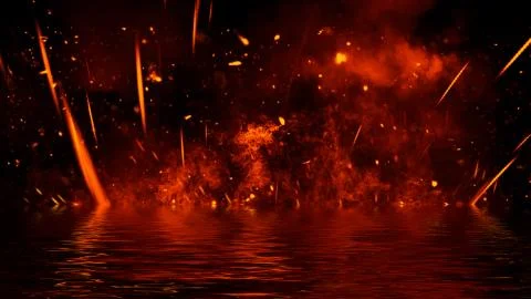 Realistic isolated fire effect for decoration and covering on black backgroun Stock Illustration