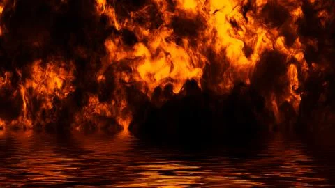 Realistic isolated fire effect for decoration and covering on black backgroun Stock Illustration