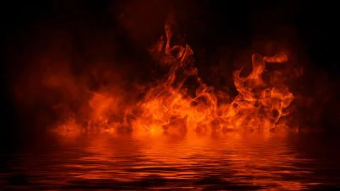 Realistic isolated fire effect for decoration and covering on black backgroun Stock Illustration
