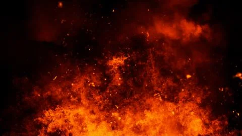 Realistic isolated fire effect for decoration and covering on black backgroun Stock Illustration